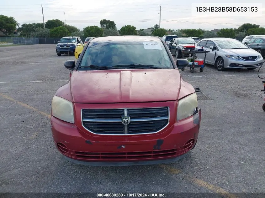 2008 Dodge Caliber Se VIN: 1B3HB28B58D653153 Lot: 40630289