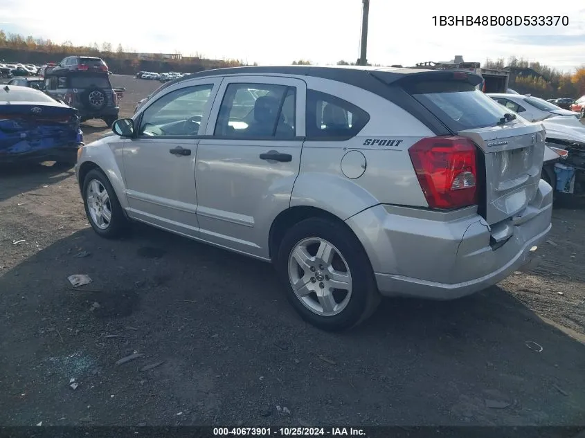 2008 Dodge Caliber Sxt VIN: 1B3HB48B08D533370 Lot: 40673901