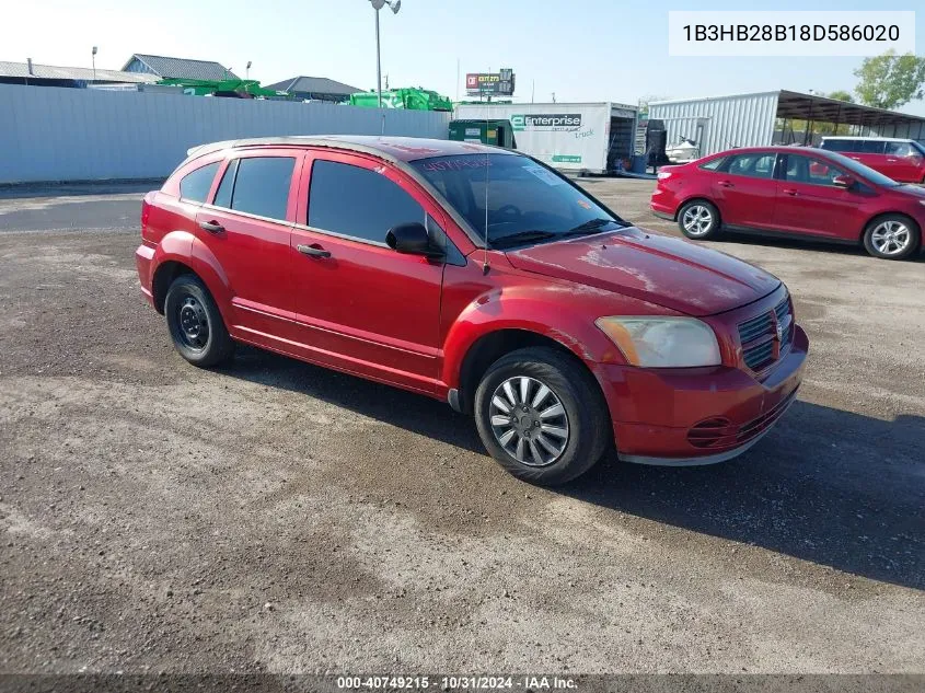 2008 Dodge Caliber Se VIN: 1B3HB28B18D586020 Lot: 40749215