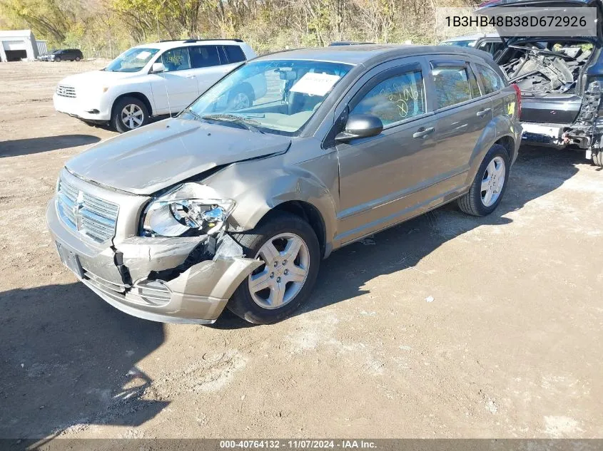 2008 Dodge Caliber Sxt VIN: 1B3HB48B38D672926 Lot: 40764132