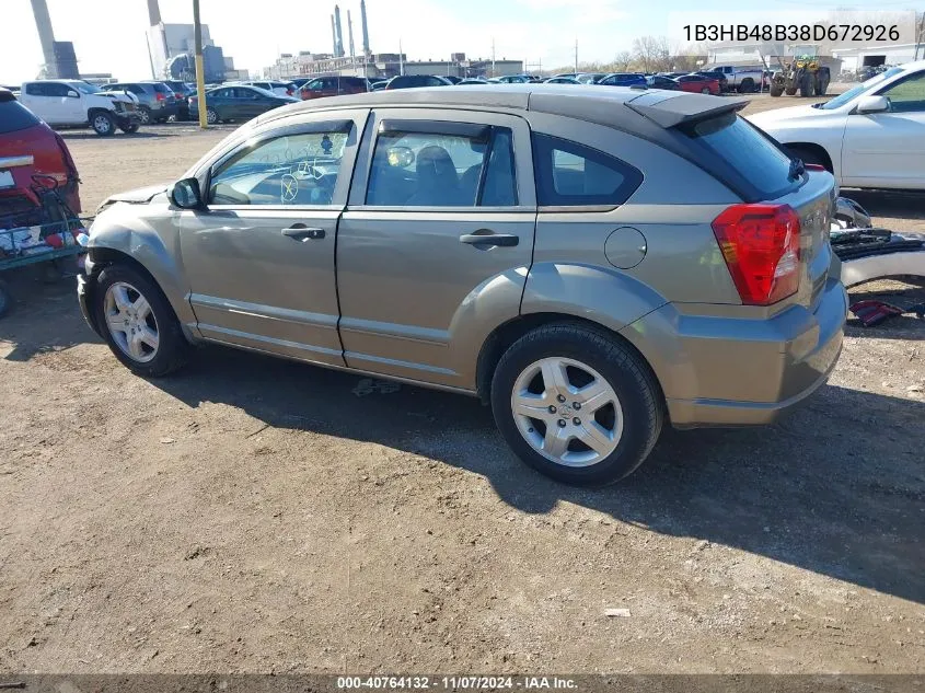 2008 Dodge Caliber Sxt VIN: 1B3HB48B38D672926 Lot: 40764132