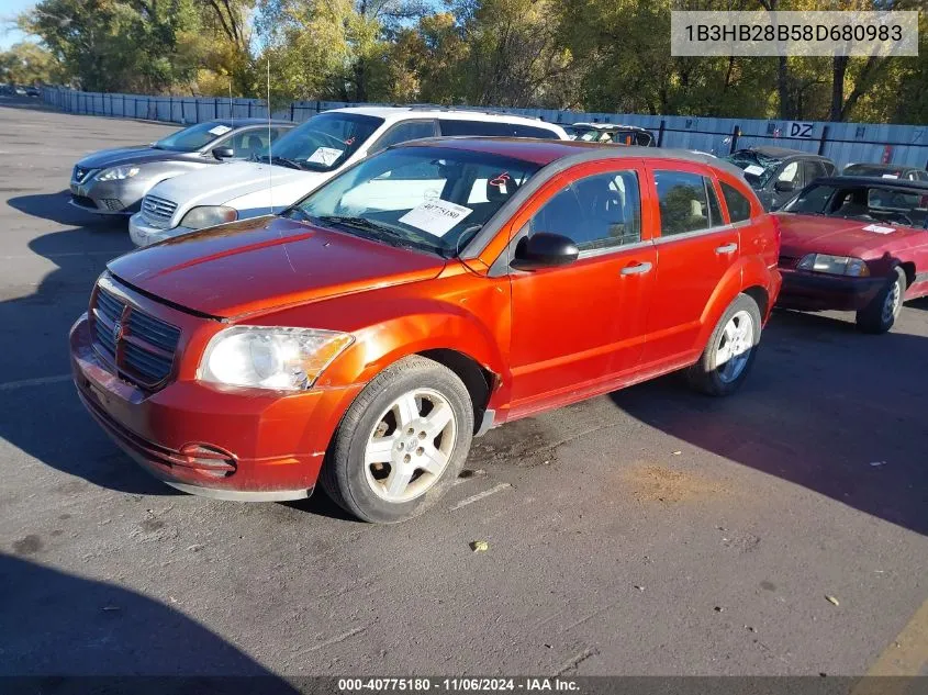 2008 Dodge Caliber Se VIN: 1B3HB28B58D680983 Lot: 40775180