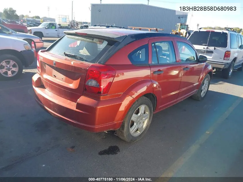 2008 Dodge Caliber Se VIN: 1B3HB28B58D680983 Lot: 40775180