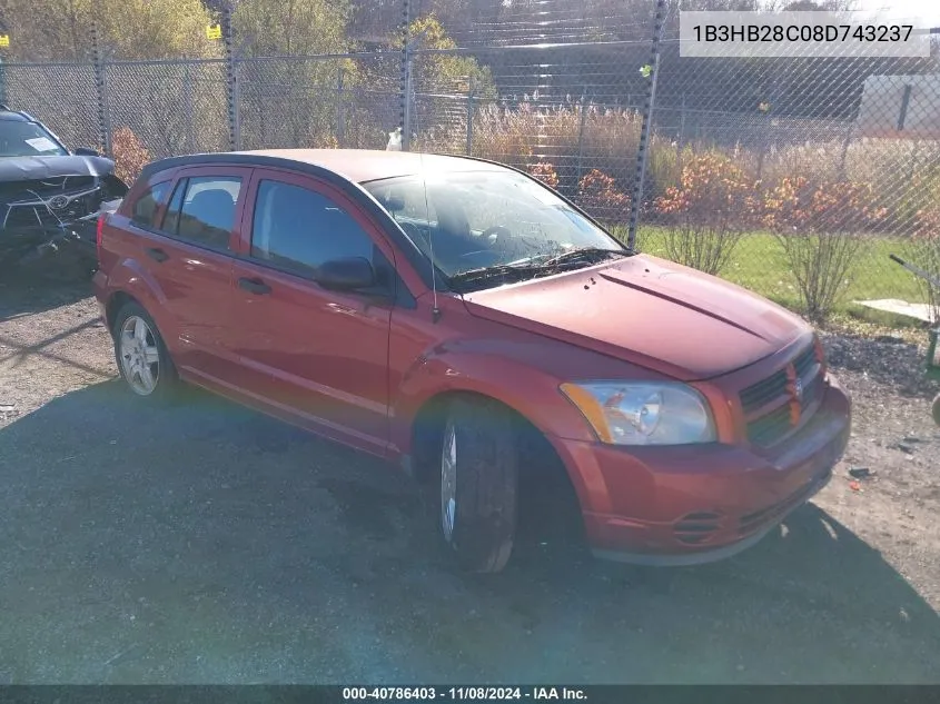 2008 Dodge Caliber Se VIN: 1B3HB28C08D743237 Lot: 40786403