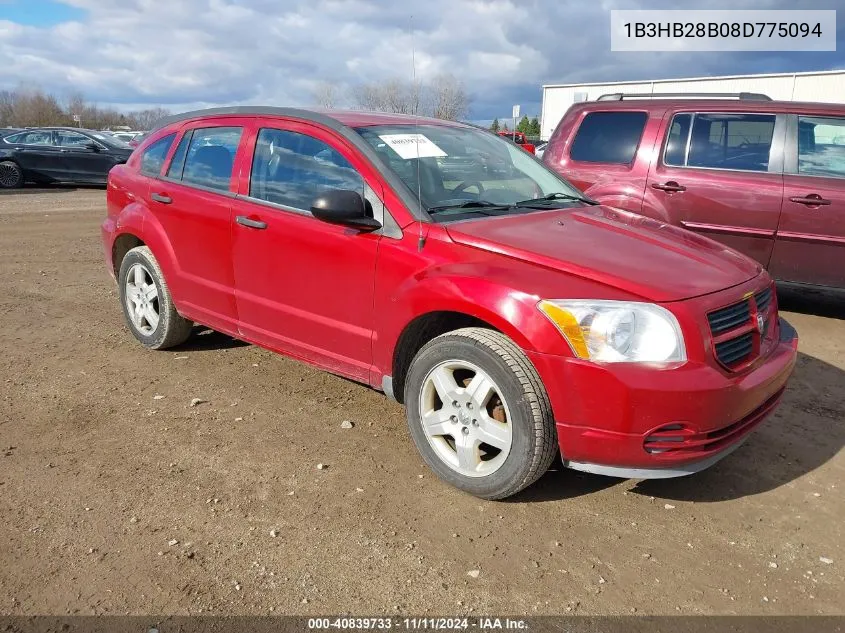 2008 Dodge Caliber Se VIN: 1B3HB28B08D775094 Lot: 40839733