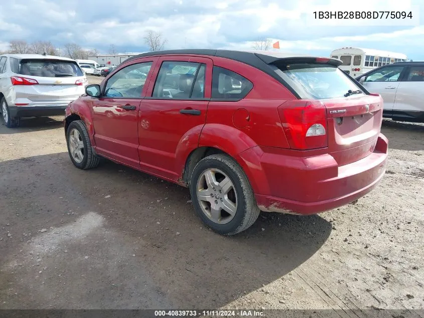 2008 Dodge Caliber Se VIN: 1B3HB28B08D775094 Lot: 40839733