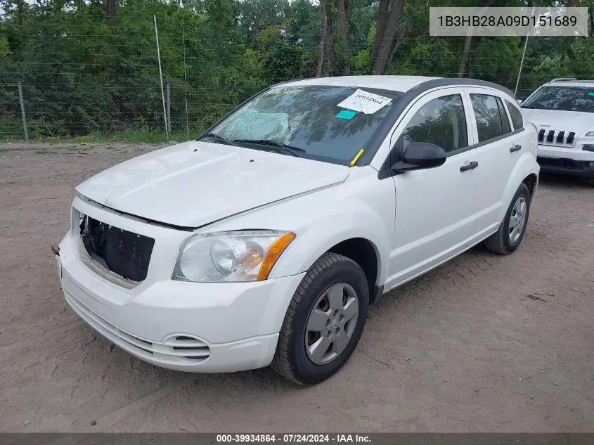 2009 Dodge Caliber Se VIN: 1B3HB28A09D151689 Lot: 39934864