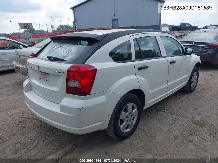 2009 Dodge Caliber Se VIN: 1B3HB28A09D151689 Lot: 39934864