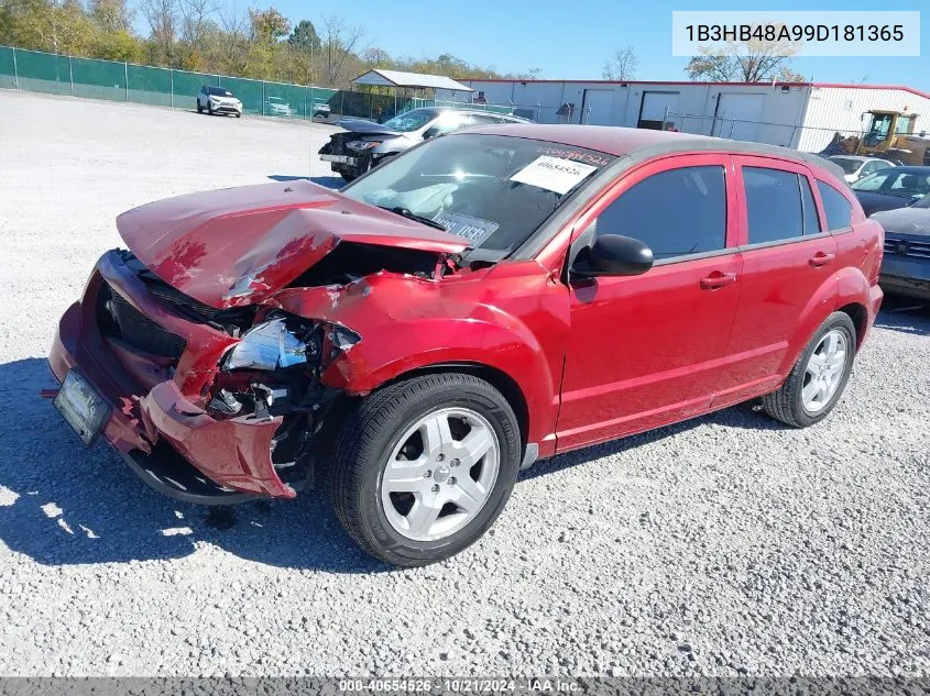 2009 Dodge Caliber Sxt VIN: 1B3HB48A99D181365 Lot: 40654526