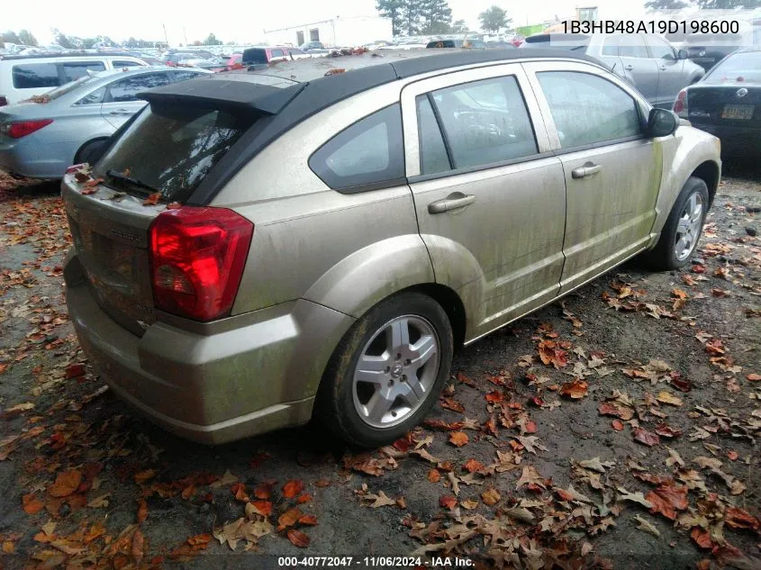 2009 Dodge Caliber Sxt VIN: 1B3HB48A19D198600 Lot: 40772047