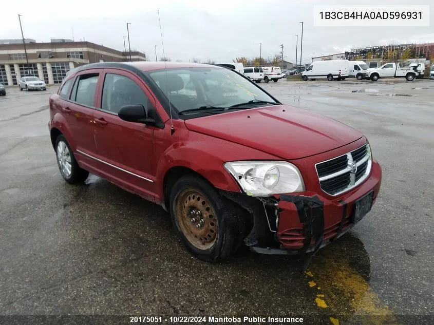 2010 Dodge Caliber Sxt VIN: 1B3CB4HA0AD596931 Lot: 20175051