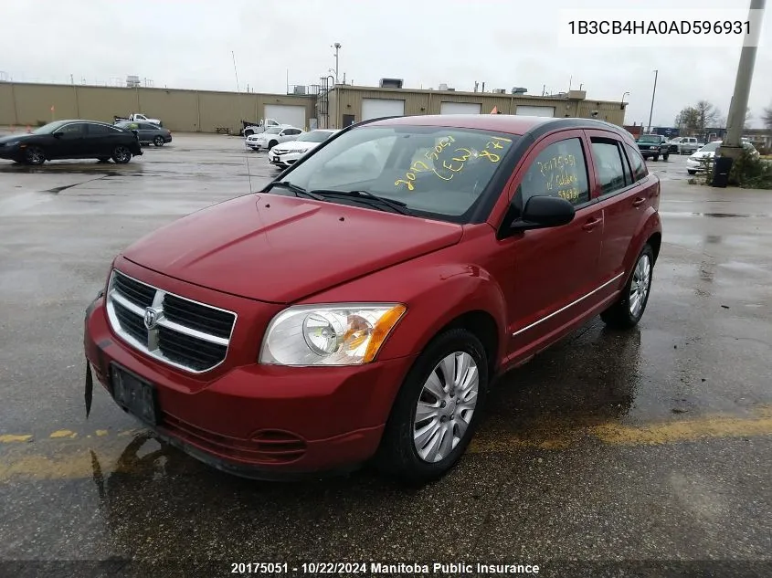 1B3CB4HA0AD596931 2010 Dodge Caliber Sxt