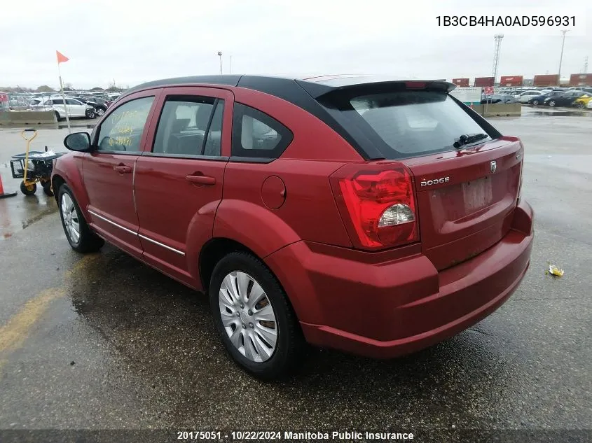 1B3CB4HA0AD596931 2010 Dodge Caliber Sxt