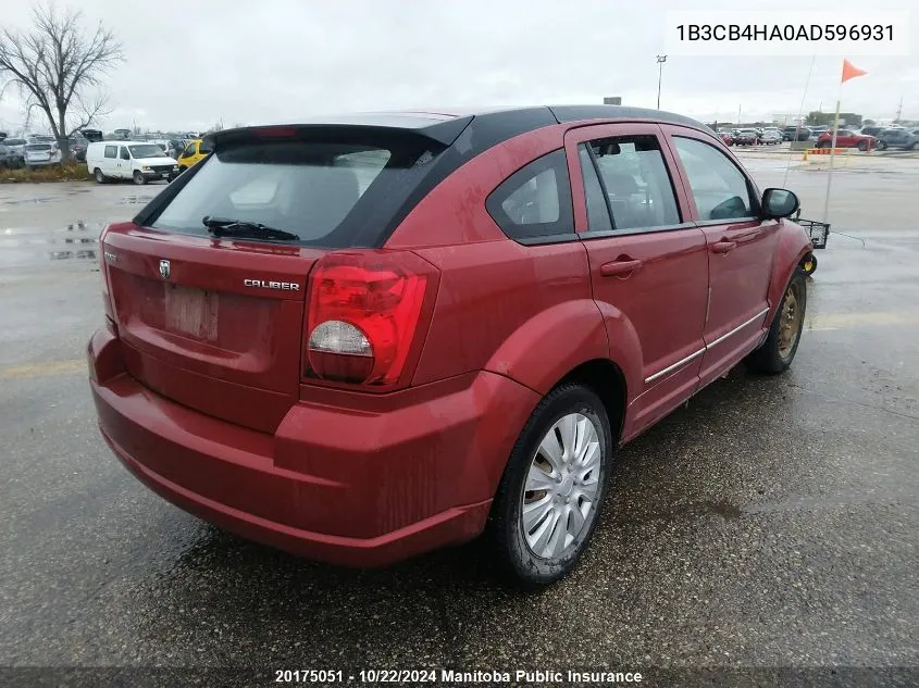 2010 Dodge Caliber Sxt VIN: 1B3CB4HA0AD596931 Lot: 20175051