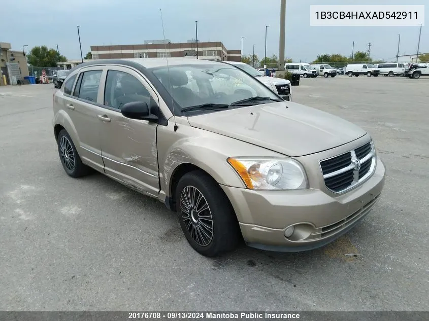 2010 Dodge Caliber Sxt VIN: 1B3CB4HAXAD542911 Lot: 20176708