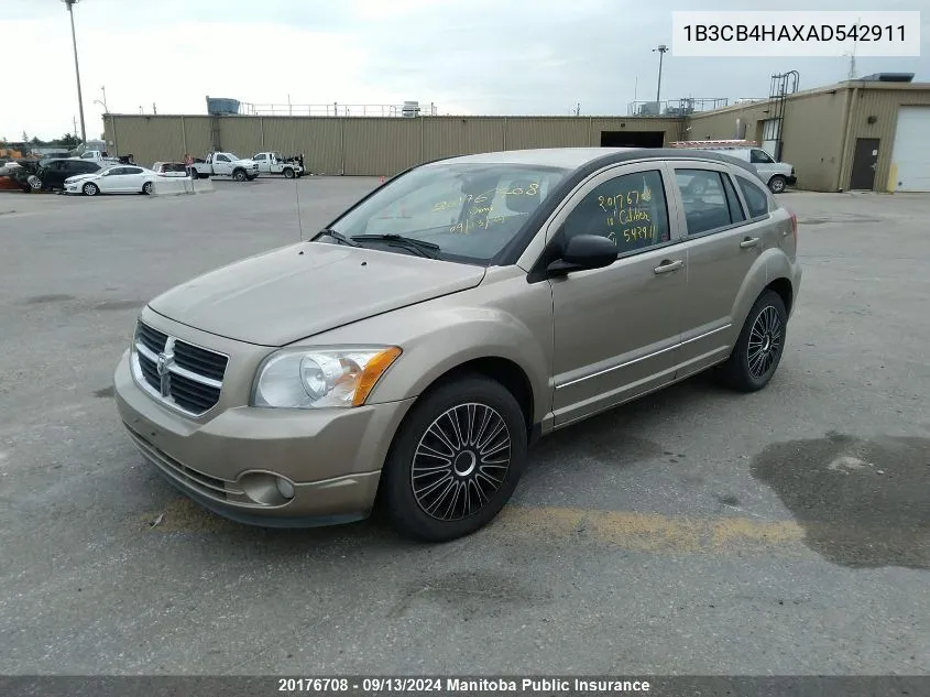 2010 Dodge Caliber Sxt VIN: 1B3CB4HAXAD542911 Lot: 20176708