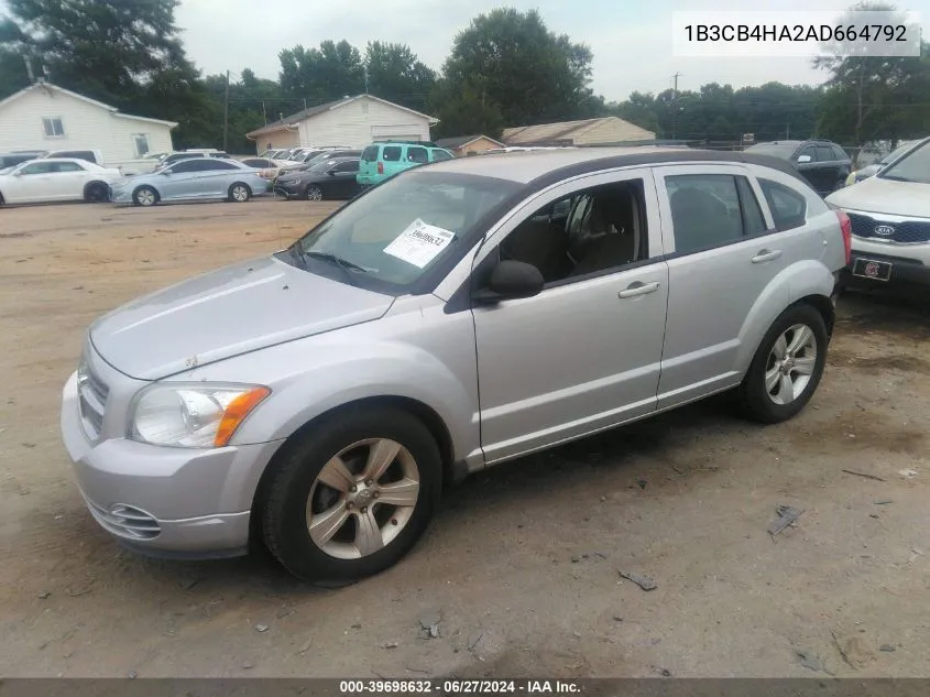 2010 Dodge Caliber Sxt VIN: 1B3CB4HA2AD664792 Lot: 39698632