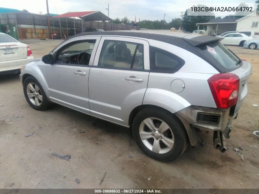 2010 Dodge Caliber Sxt VIN: 1B3CB4HA2AD664792 Lot: 39698632