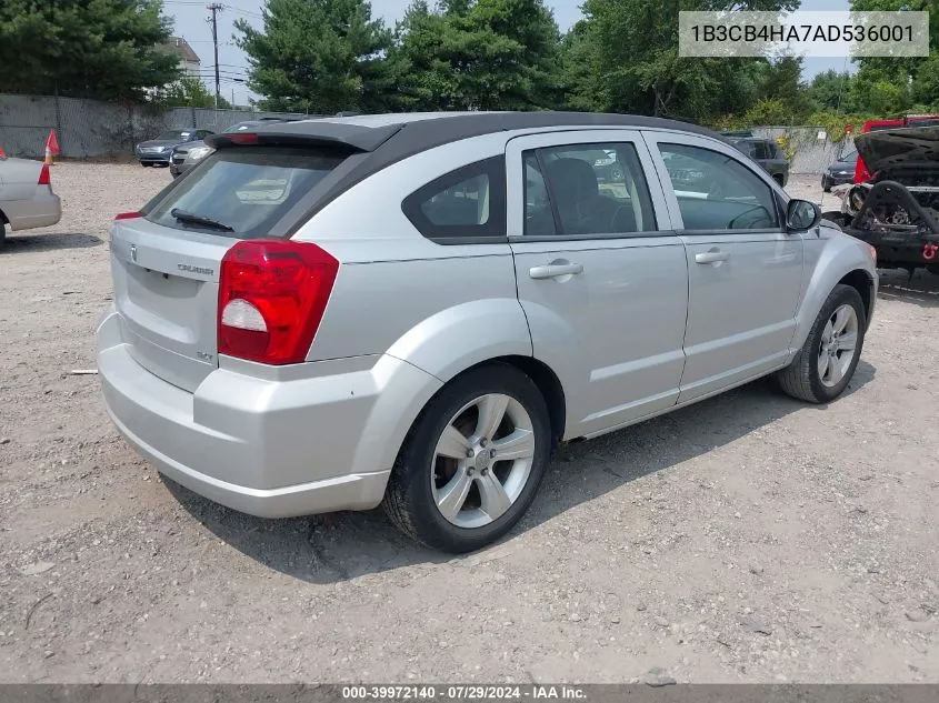 2010 Dodge Caliber Sxt VIN: 1B3CB4HA7AD536001 Lot: 39972140