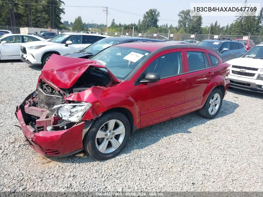 2010 Dodge Caliber Sxt VIN: 1B3CB4HAXAD647769 Lot: 40277863