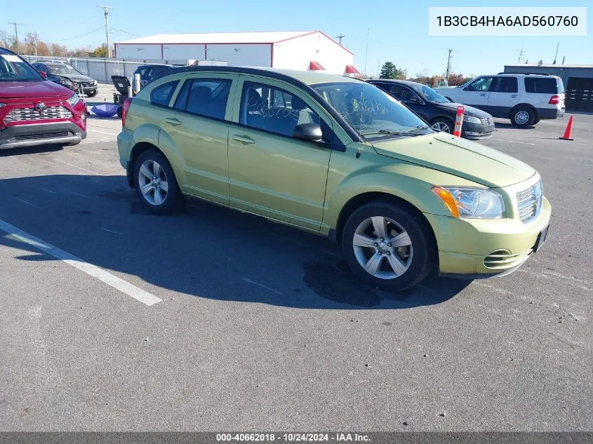 2010 Dodge Caliber Sxt VIN: 1B3CB4HA6AD560760 Lot: 40662018