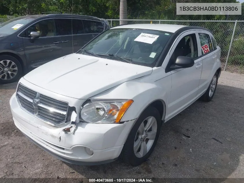 2011 Dodge Caliber Mainstreet VIN: 1B3CB3HA0BD113806 Lot: 40473685