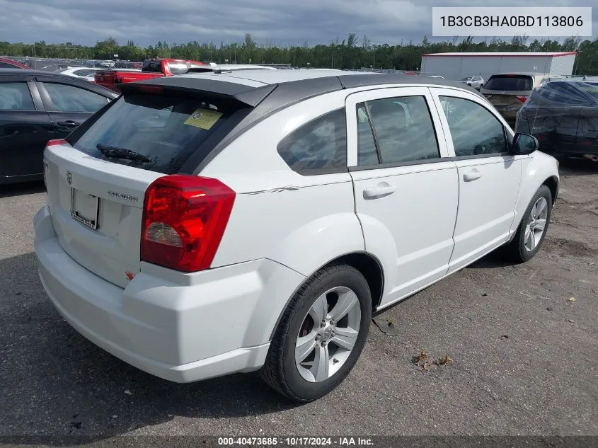 2011 Dodge Caliber Mainstreet VIN: 1B3CB3HA0BD113806 Lot: 40473685