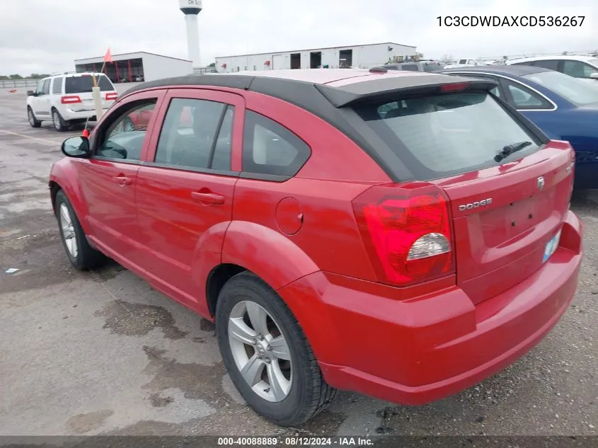 2012 Dodge Caliber Sxt VIN: 1C3CDWDAXCD536267 Lot: 40088889