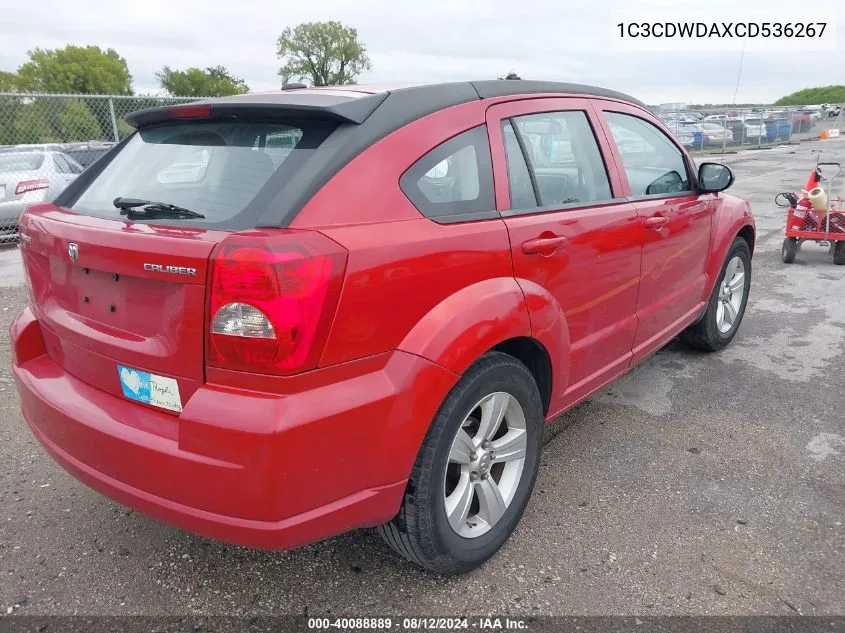 2012 Dodge Caliber Sxt VIN: 1C3CDWDAXCD536267 Lot: 40088889