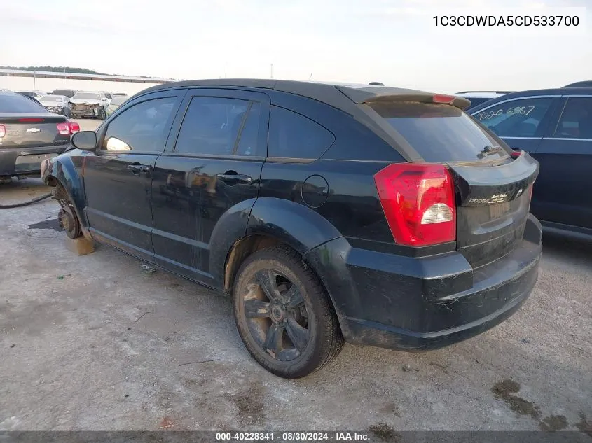 2012 Dodge Caliber Sxt VIN: 1C3CDWDA5CD533700 Lot: 40228341