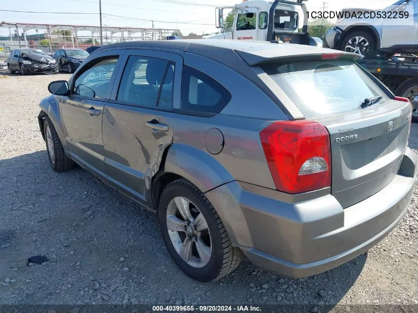 2012 Dodge Caliber Sxt VIN: 1C3CDWDA2CD532259 Lot: 40399655