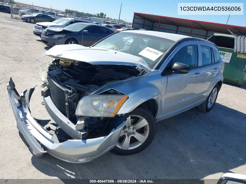 2012 Dodge Caliber Sxt VIN: 1C3CDWDA4CD536006 Lot: 40447056