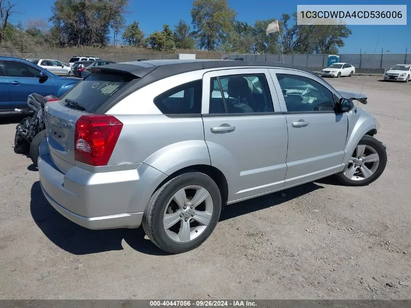 2012 Dodge Caliber Sxt VIN: 1C3CDWDA4CD536006 Lot: 40447056