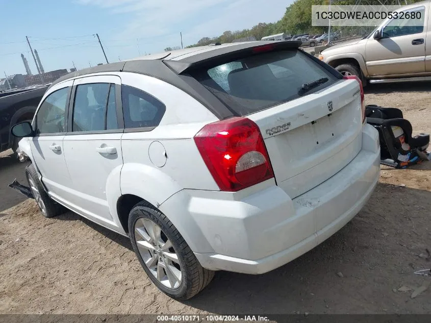 2012 Dodge Caliber Sxt Plus VIN: 1C3CDWEA0CD532680 Lot: 40510171