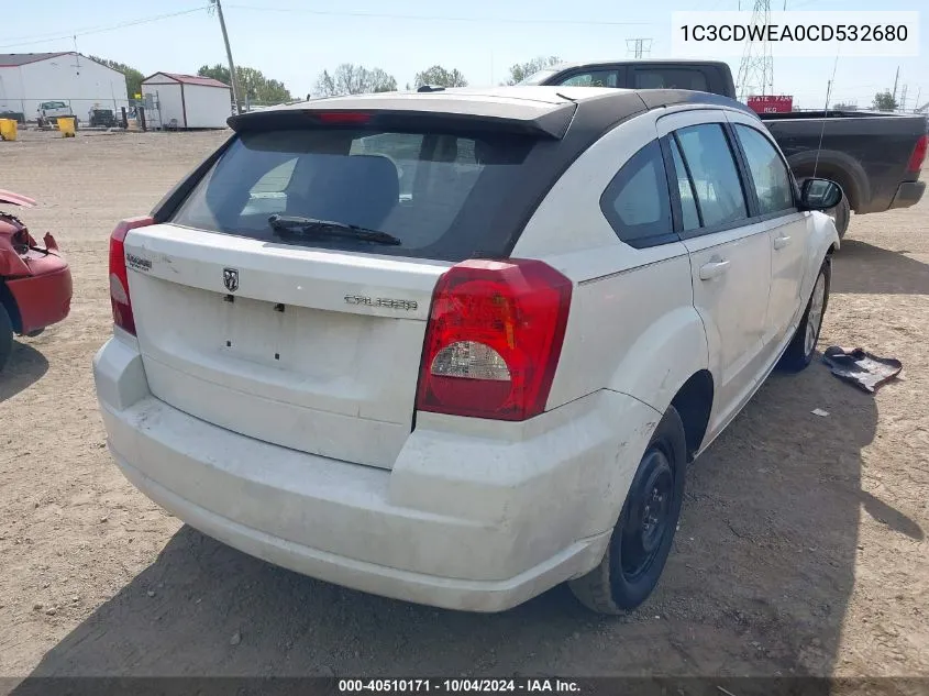 2012 Dodge Caliber Sxt Plus VIN: 1C3CDWEA0CD532680 Lot: 40510171