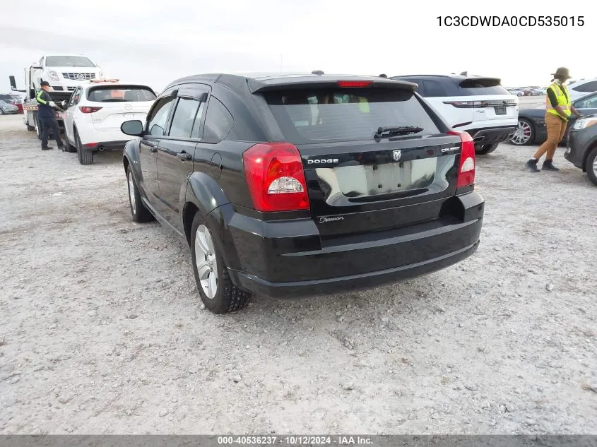 2012 Dodge Caliber Sxt VIN: 1C3CDWDA0CD535015 Lot: 40536237