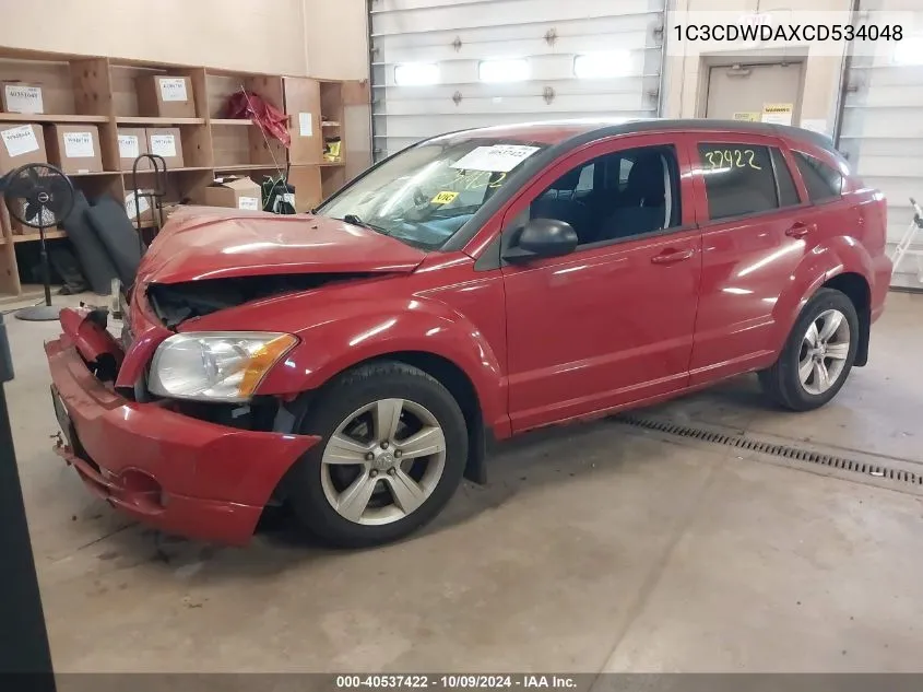 2012 Dodge Caliber Sxt VIN: 1C3CDWDAXCD534048 Lot: 40537422