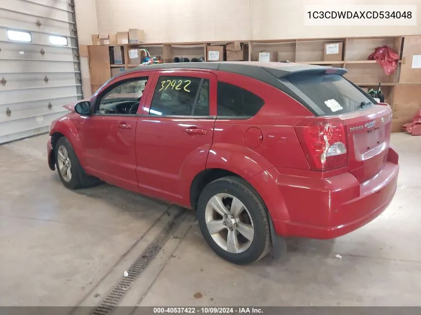 2012 Dodge Caliber Sxt VIN: 1C3CDWDAXCD534048 Lot: 40537422