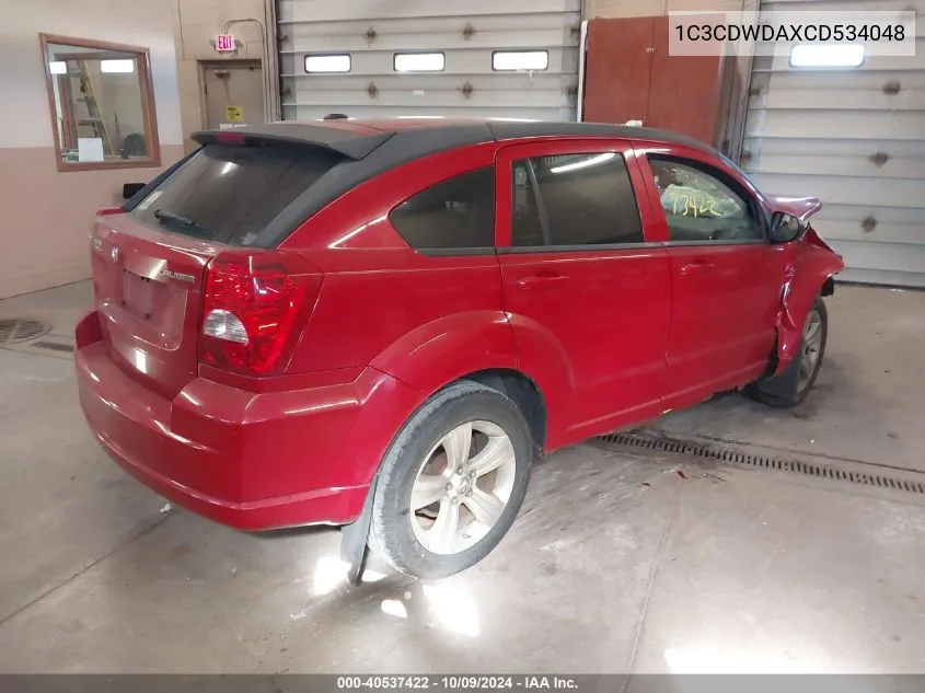 2012 Dodge Caliber Sxt VIN: 1C3CDWDAXCD534048 Lot: 40537422