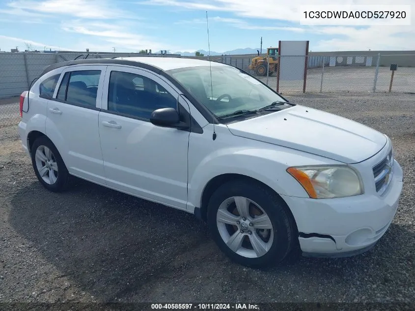 2012 Dodge Caliber Sxt VIN: 1C3CDWDA0CD527920 Lot: 40585597