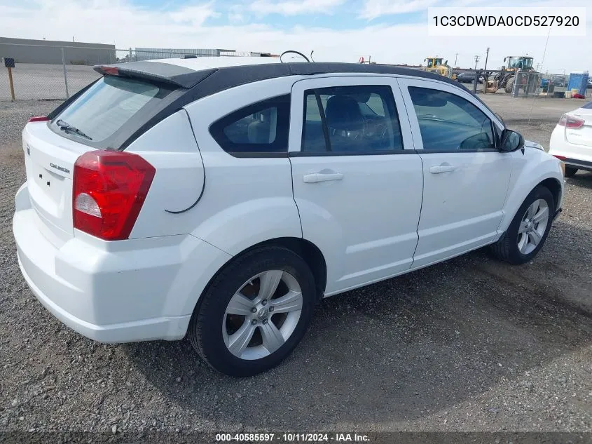 2012 Dodge Caliber Sxt VIN: 1C3CDWDA0CD527920 Lot: 40585597