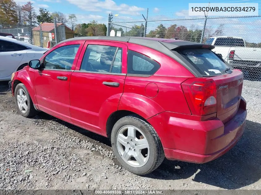 2012 Dodge Caliber Se VIN: 1C3CDWBA3CD534279 Lot: 40589338