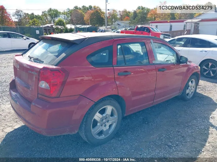 2012 Dodge Caliber Se VIN: 1C3CDWBA3CD534279 Lot: 40589338