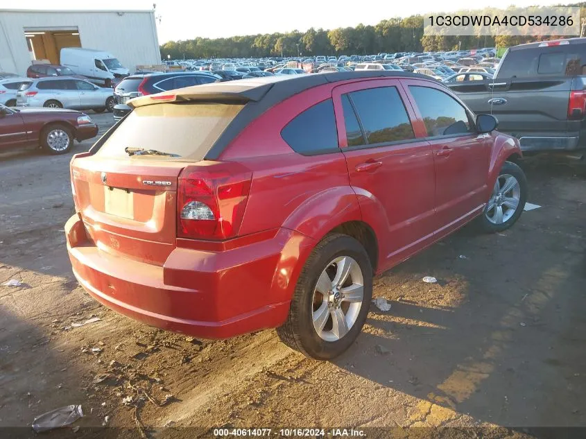 2012 Dodge Caliber Sxt VIN: 1C3CDWDA4CD534286 Lot: 40614077