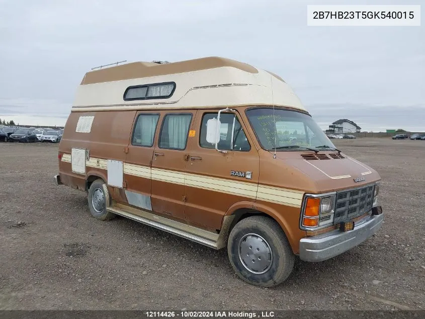 1986 Dodge Ram Van B250 VIN: 2B7HB23T5GK540015 Lot: 12114426