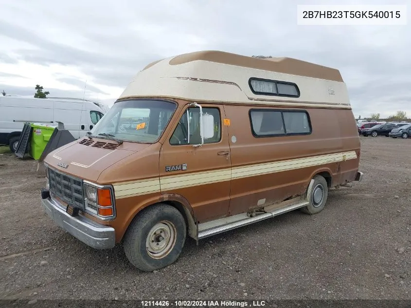 1986 Dodge Ram Van B250 VIN: 2B7HB23T5GK540015 Lot: 12114426