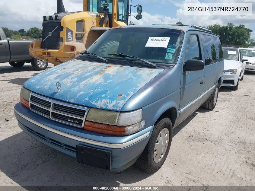 1992 Dodge Caravan Se VIN: 2B4GH4537NR724770 Lot: 40280368