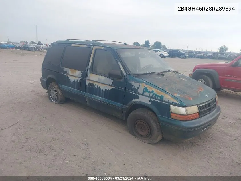 1995 Dodge Caravan Se VIN: 2B4GH45R2SR289894 Lot: 40389564