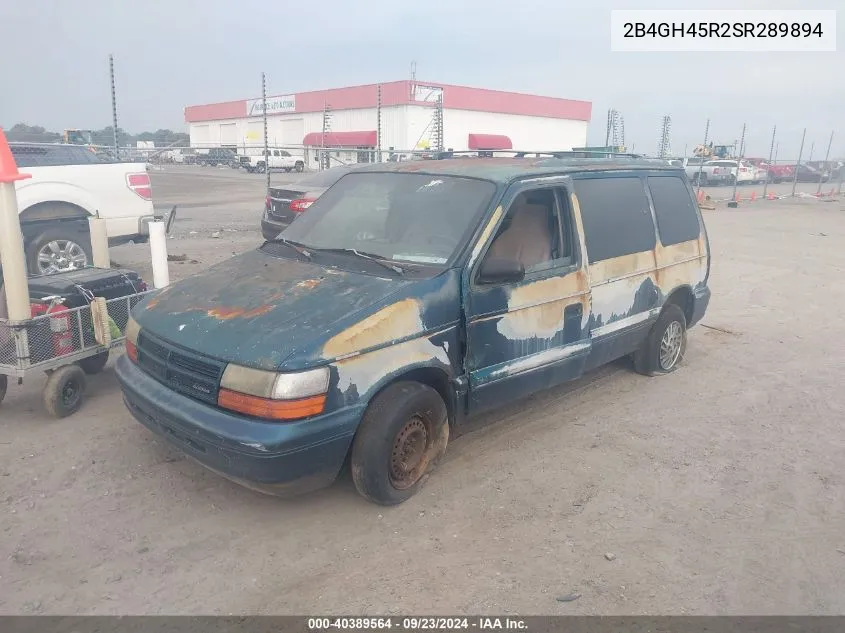 1995 Dodge Caravan Se VIN: 2B4GH45R2SR289894 Lot: 40389564