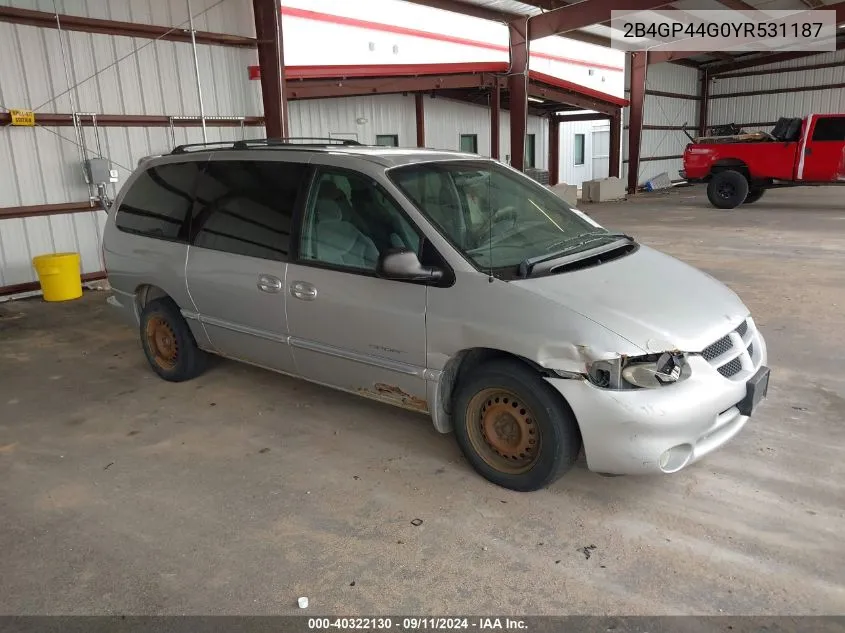 2000 Dodge Grand Caravan Se VIN: 2B4GP44G0YR531187 Lot: 40322130